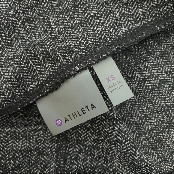 Athleta XS Gray Herringbone Tights Leggings with Pockets Athleisure Casual - Picture 10 of 14